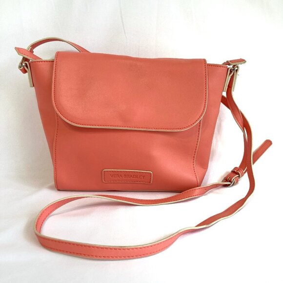 Vera Bradley Handbags - Vera Bradley Red/Orange Coral Peach Pink purse shoulder bag with crossbody strap